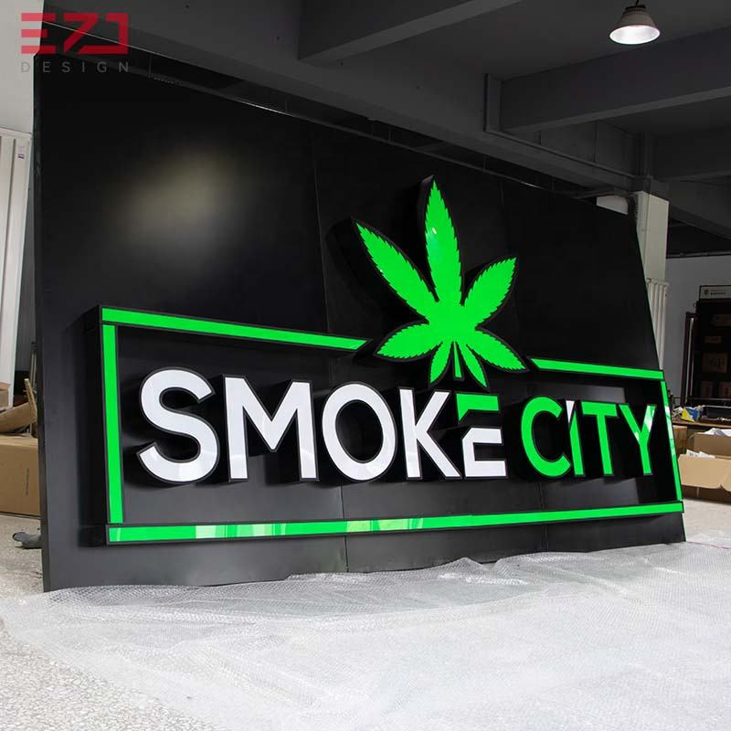 Custom LED Business Frontlit Acrylic Illuminated Store Signboard Waterproof Outdoor Advertising Sign for Smoke Shop