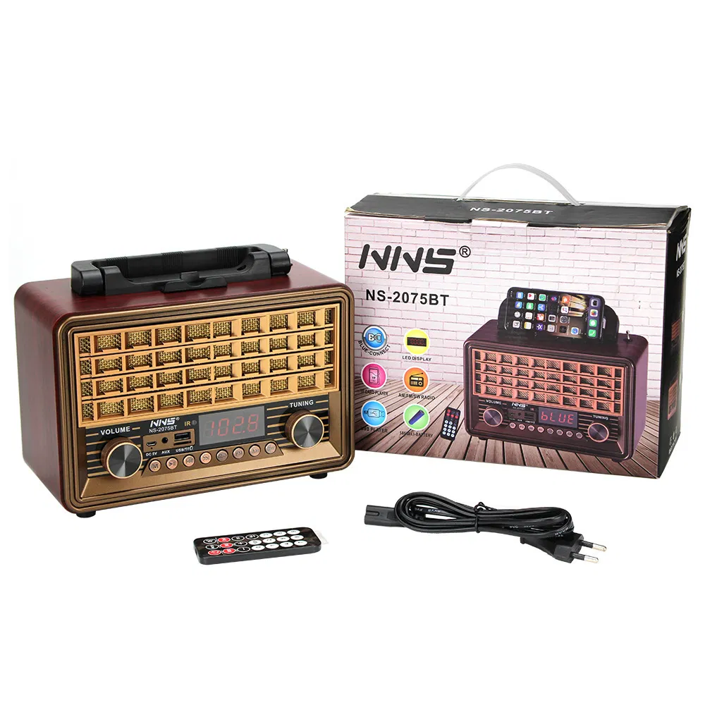 Ретро радио NS-2075BT с Bluetooth, деревянный корпус
