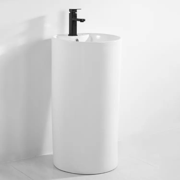 Chaozhou Ceramic Sanitary Wares Washroom Washbasin Modern Hand Wash Pedestal Sink Basin