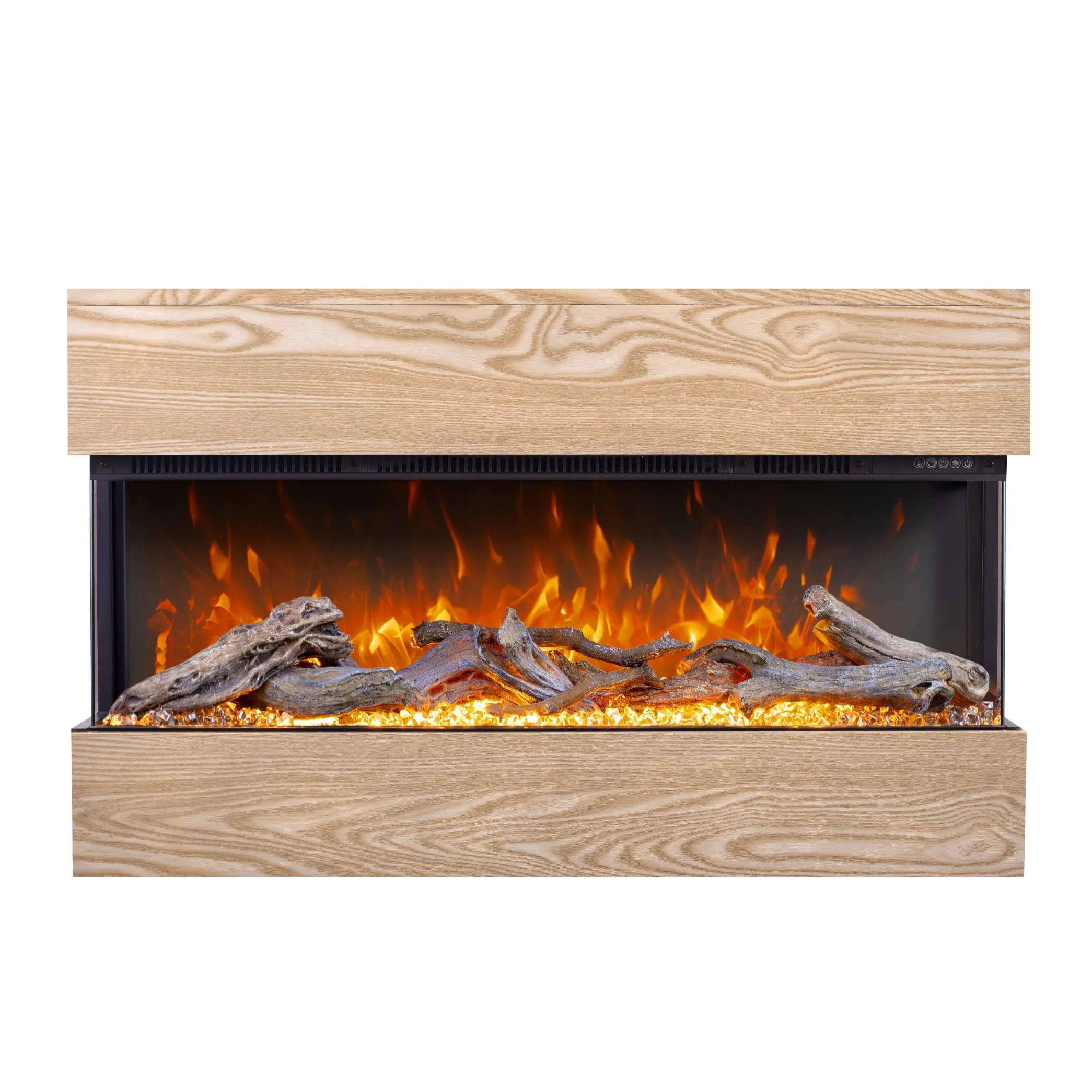 Modern Artificial Flame Wall Mounted Insert Indoor Remote 3 Sides Electric Fireplace