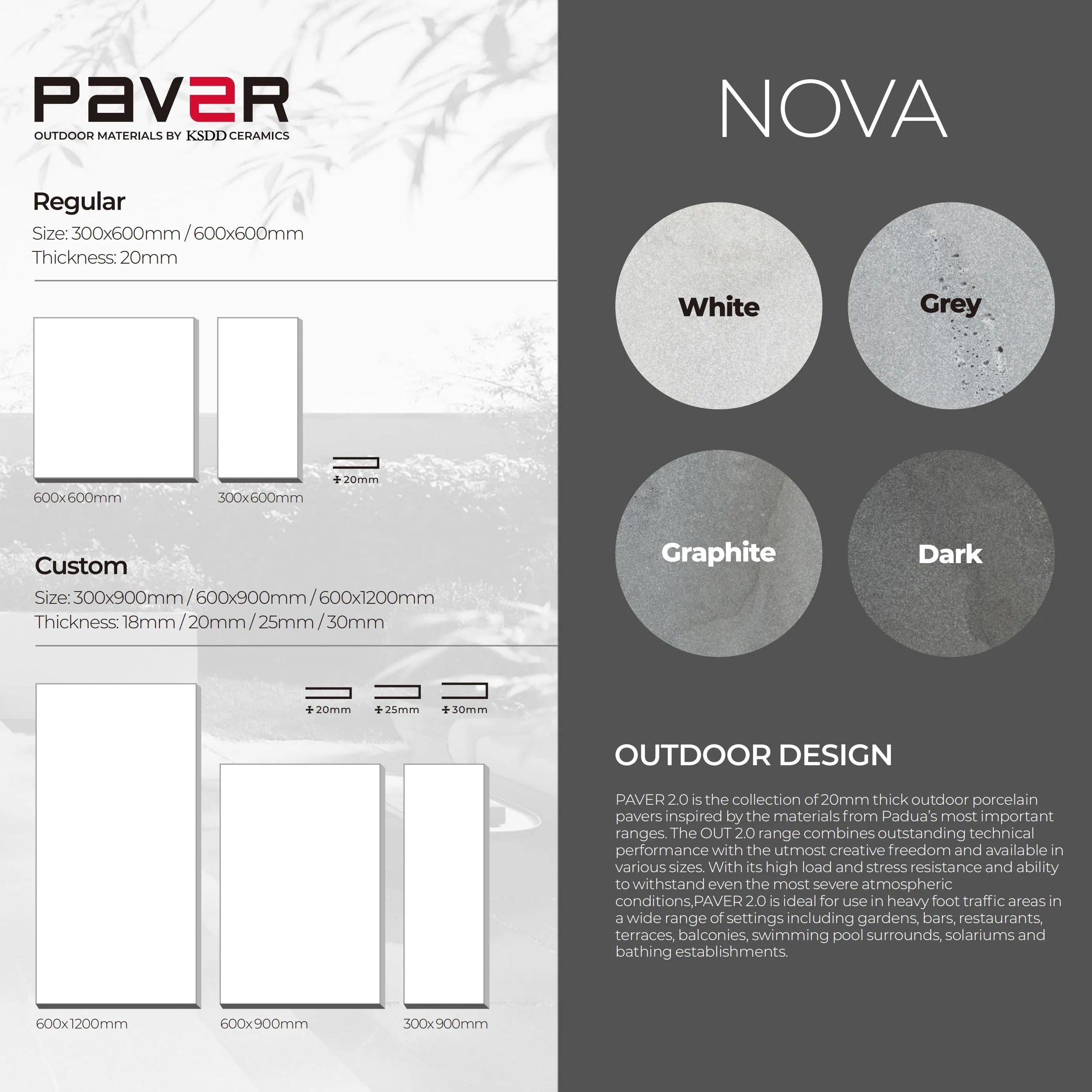 Modern Garden Square 600X600mm Outdoor Paving Stone 20mm Thick Full Body Ecological with Accent & Border Tiles