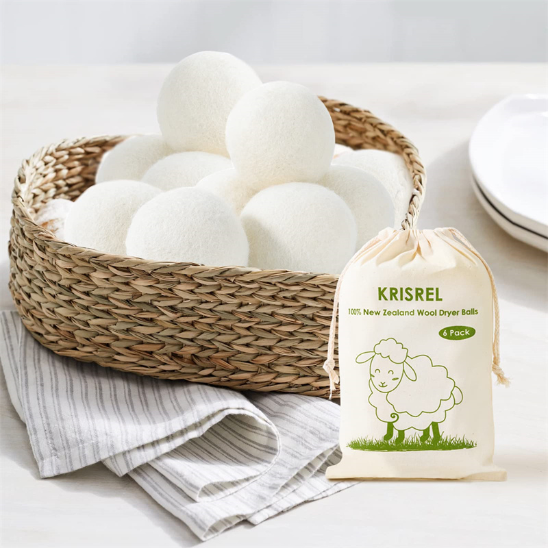 Factory Wholesale 6 Pack Eco Friendly Laundry Wool Felt Dryer Balls with Cotton Bag