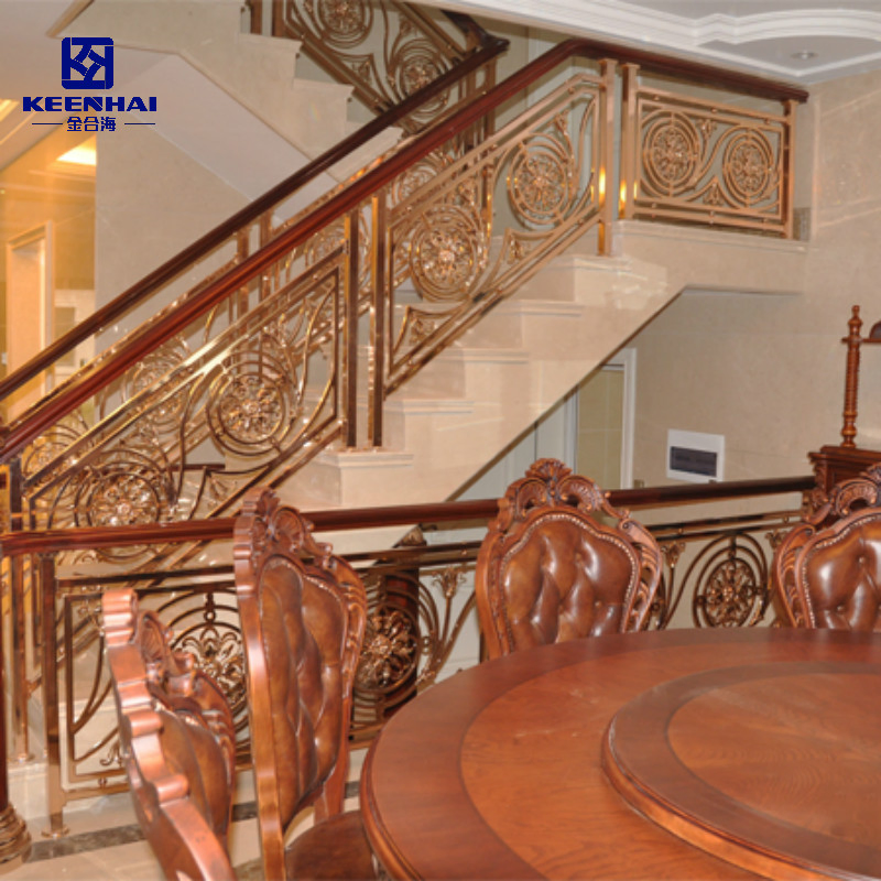 Luxury Gold Color Staircase Aluminum Stair Handrail for Villa