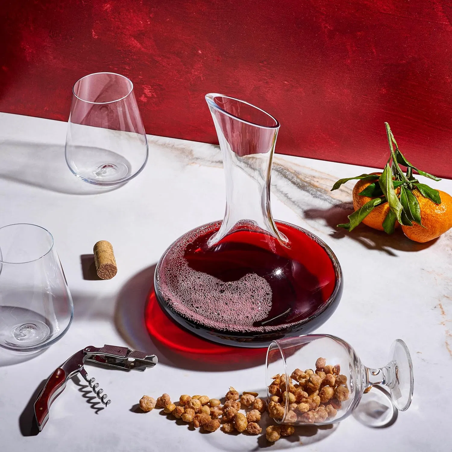 Elegant Design Slanted Spout Wine Glass Decanter Sparkling for Badia Al Colle Baileyana Ballatore