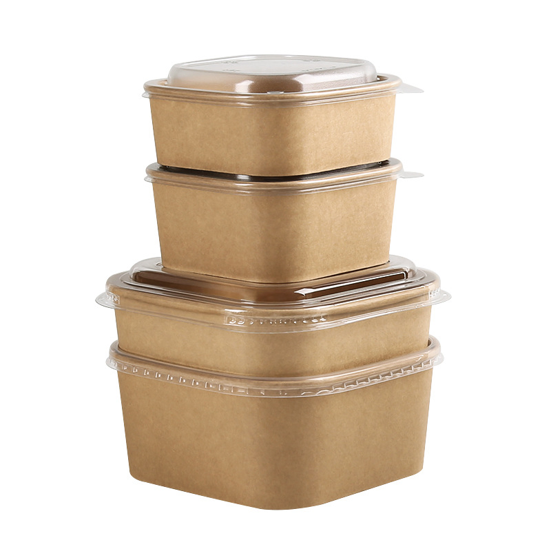 Disposable Recycle Food Grade Container Packaging Brown Paper Fast Food Take Away Takeaway Kraft Paper Food Lunch Box