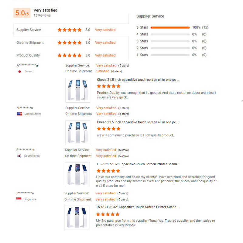 Touchwo 15.6" Self-Service Kiosk with Passport Scanner & Printer