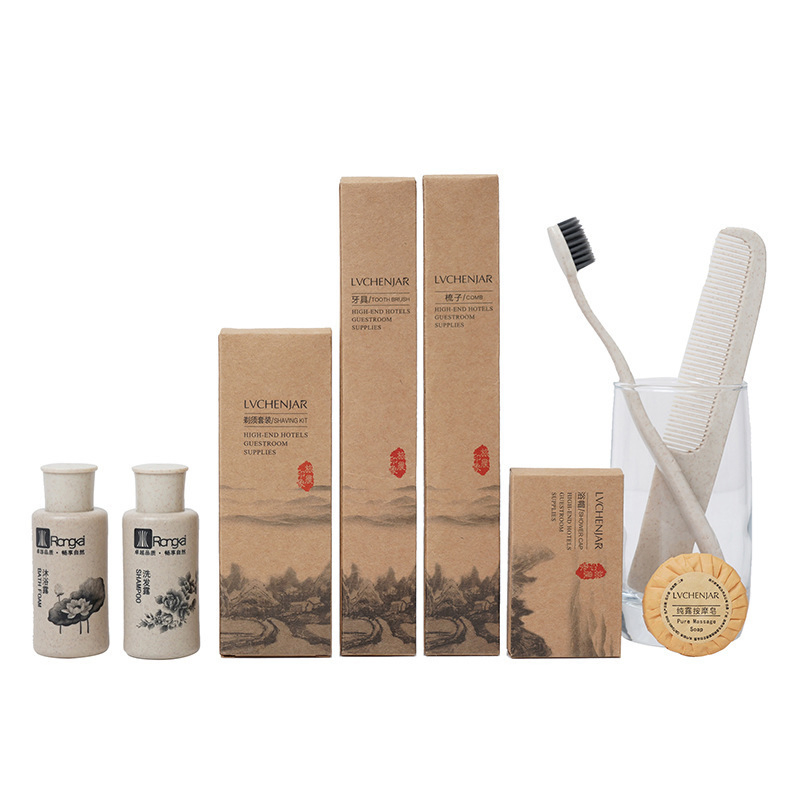 Hotel Amenities in Kraft Box for Hotel Guest Room Using