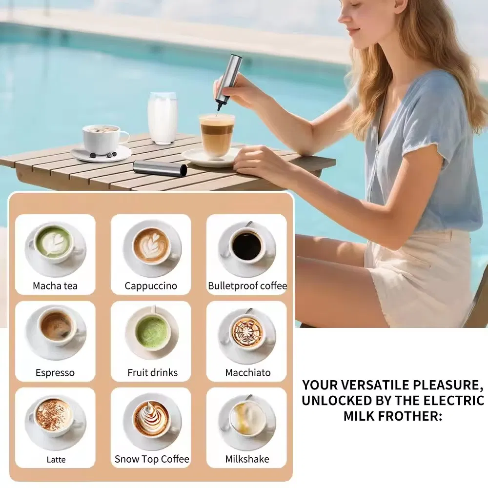 Rechargeable Milk Frother Handheld Foam Maker with Stainless Whisk for Cappuccino, Latte, Coffee, Protein Powder, Matcha