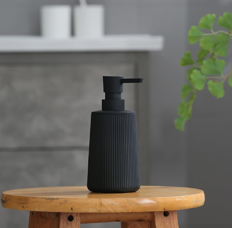 Small Soap Dispenser for Bathroom and Kitchen, Modern Farmhouse Striped Style