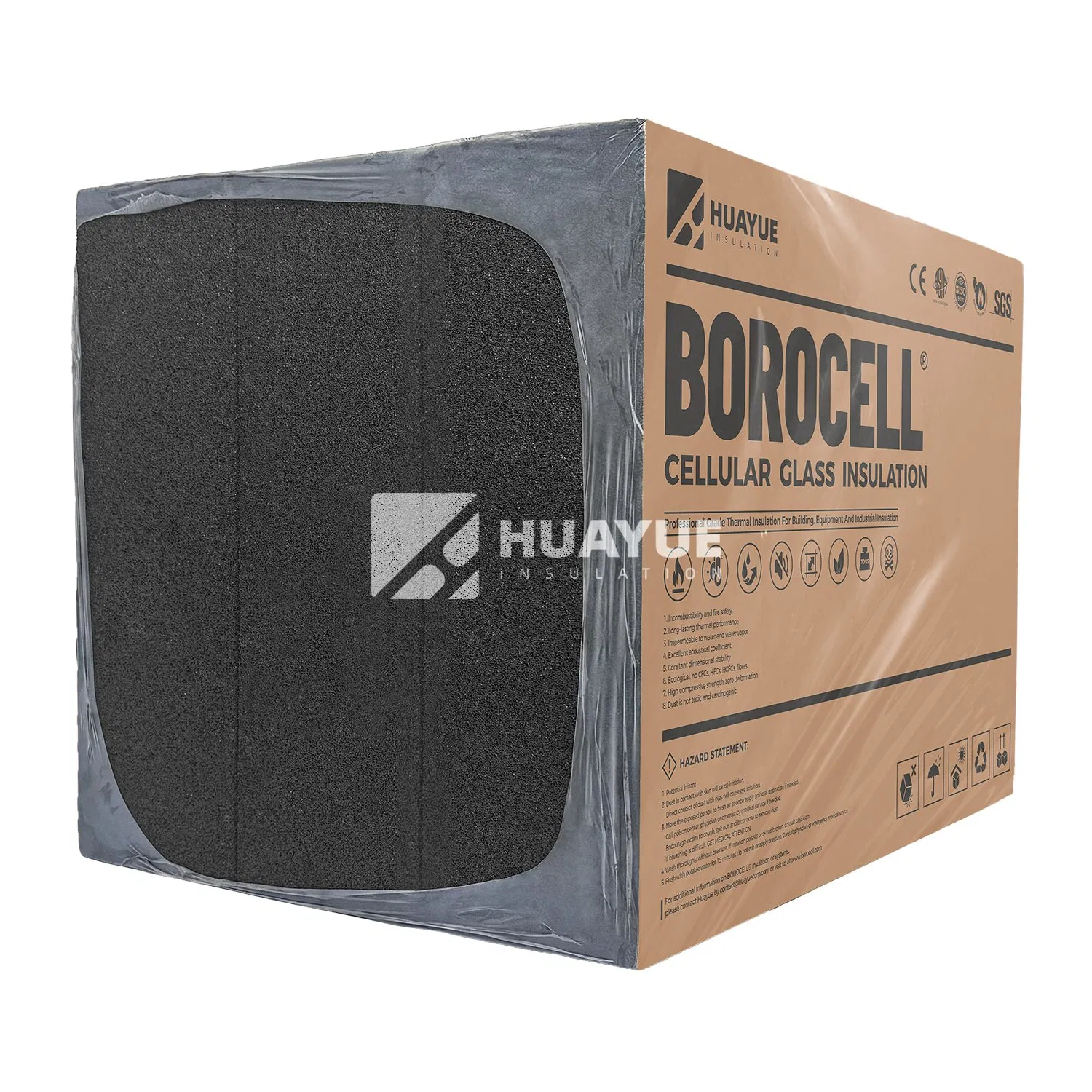 Closed Cell Foam Glass Board with Fireproof and Waterproof Properties for Building Envelope