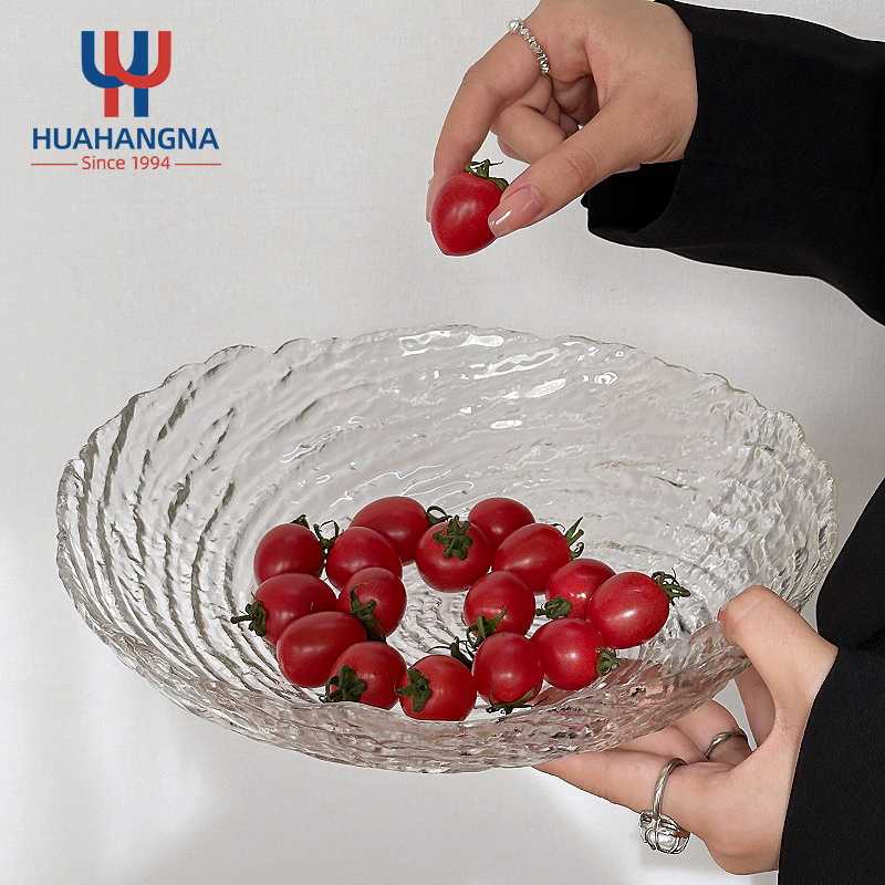 Handmade Spiral Dinner Glass Bowl Salad Soup 5-10 Inch Clear Green Decorative Food Serving Glass Dish Bowl