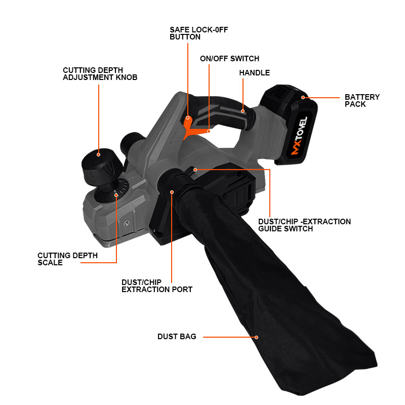 Электрорубанок MXTOVEL MT-P20 20V, 82мм