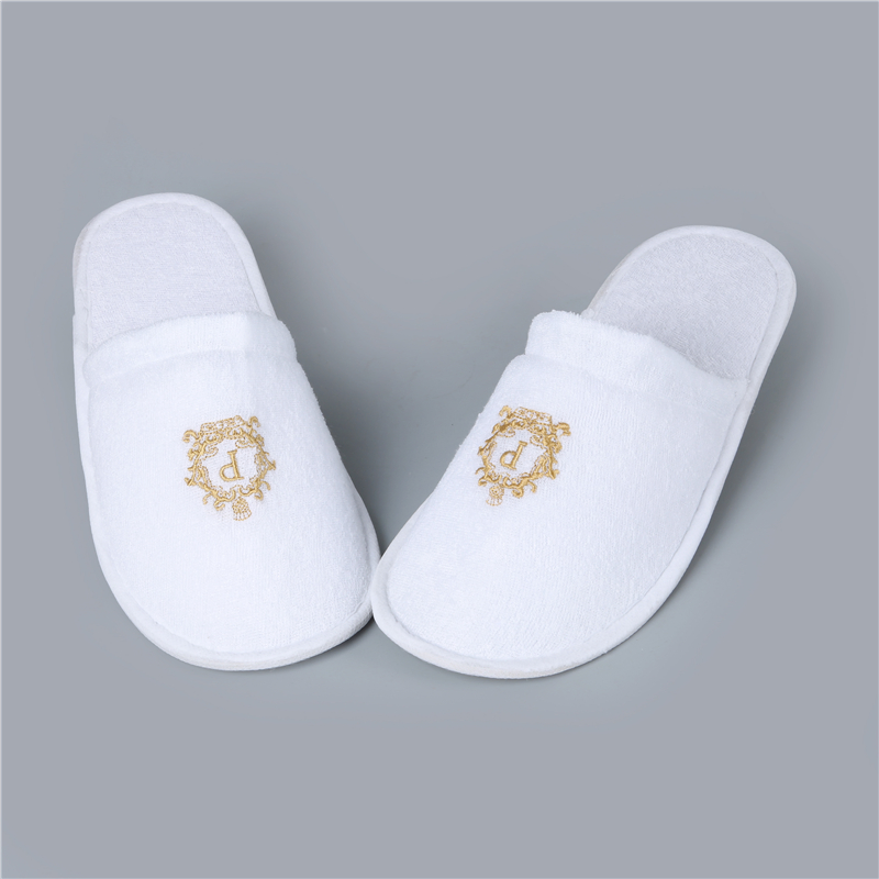 Ibis Hotel Slipper Custom Logo Hotel White Cotton Terry Hotel Slipper