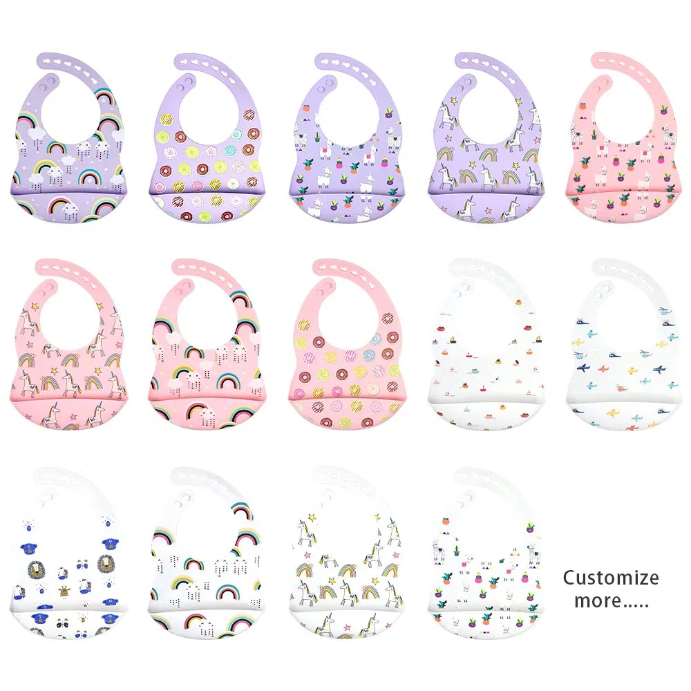 Personalized Design Custom Logo Silicone Baby Bibs for Feeding Baby Products