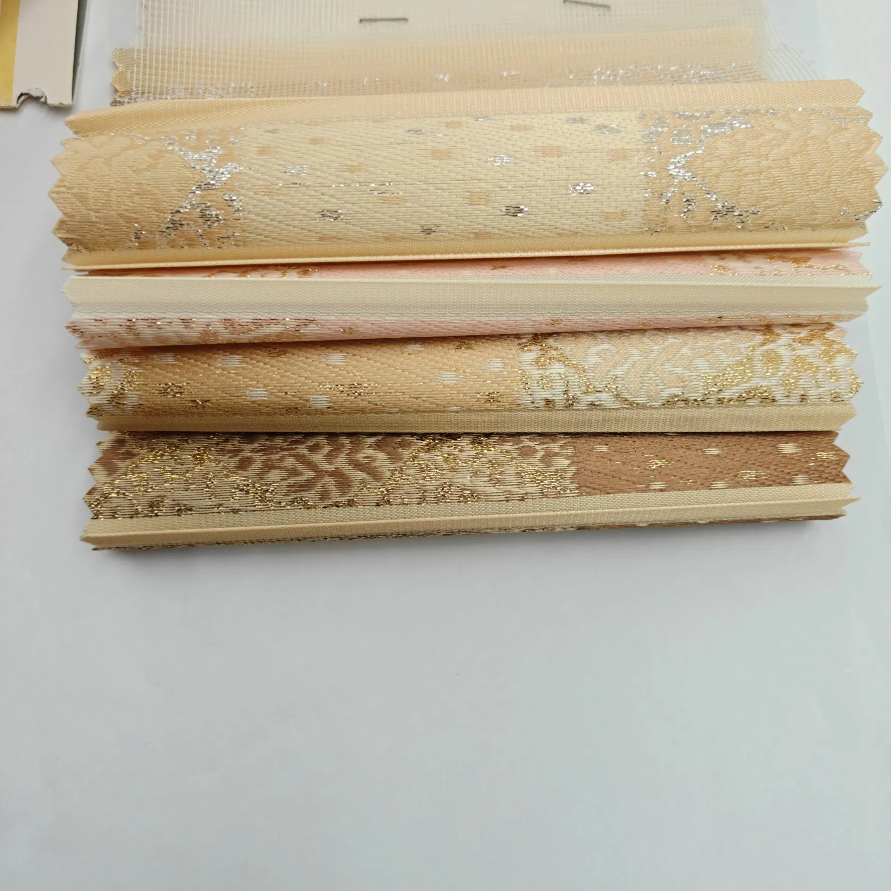Elegant Beige Zebra Blinds with Leaf Embroidery Design