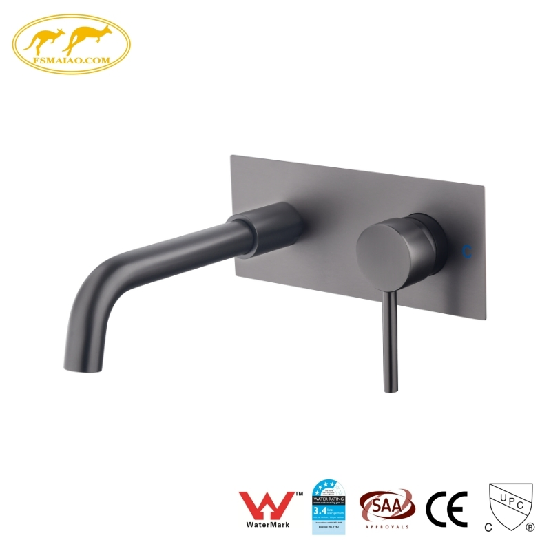 Gun Metal Finish Backplate Included Water-Saving Double-Hole Design Bath Wall Mixer