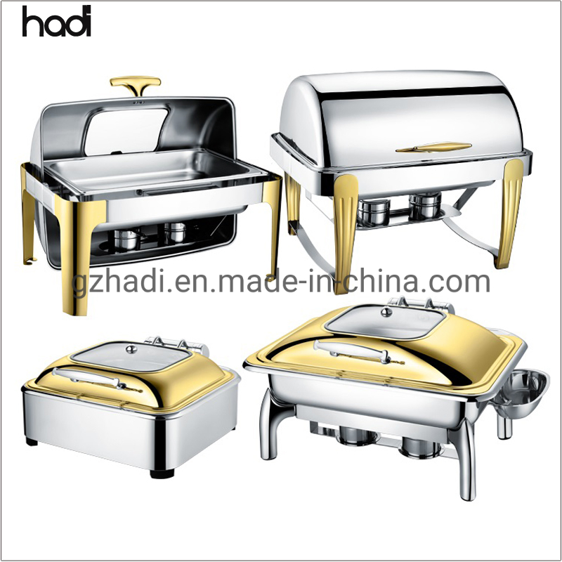Catering Equipment Wholesale Buffet Food Warmer Price Commercial Saving Dishes Hot Chef Chafers Golden and Silver Chafing Dish Set