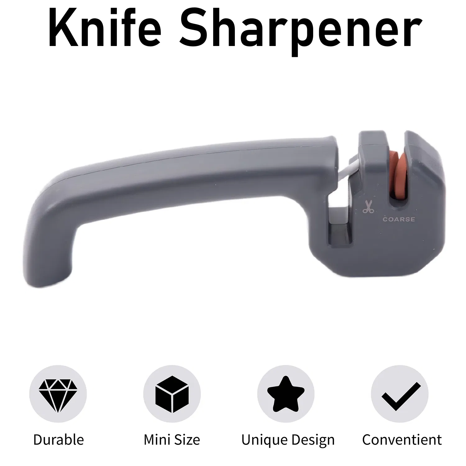2in1 Knife Sharpener Coarse Scissor Non Slip Ergonomic Compact Kitchen Tool