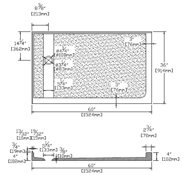 Hot Sale SF-P14 Artificial Cultured Marble Shower Pan for Home Hotel Bathroom