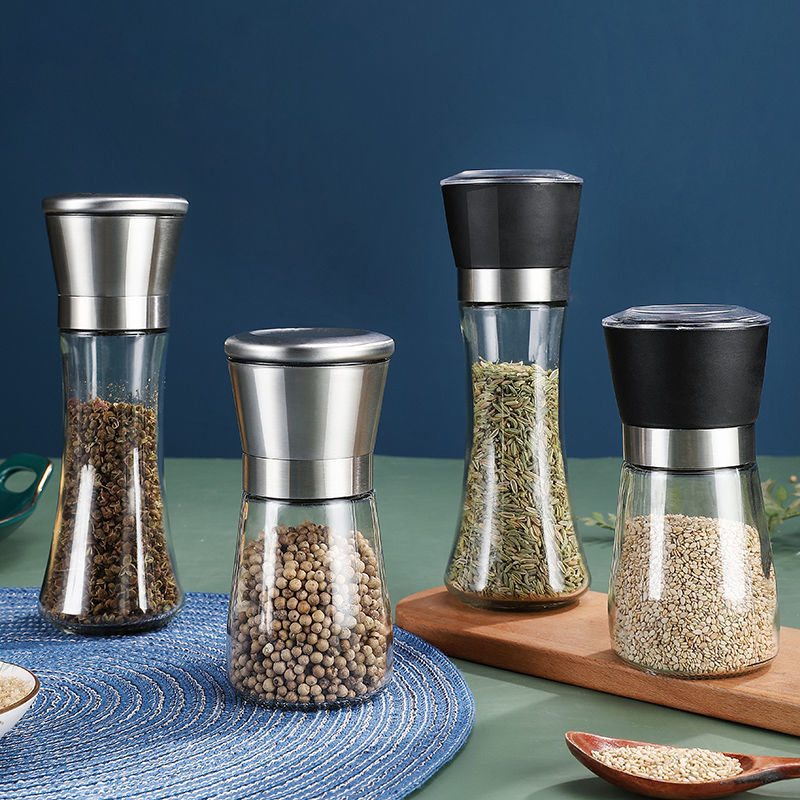 Salt and Pepper Grinders Refillable Stainless Steel Spice Grinder Pepper Shakers Adjustable Coarseness Mills Kitchen Gadgets