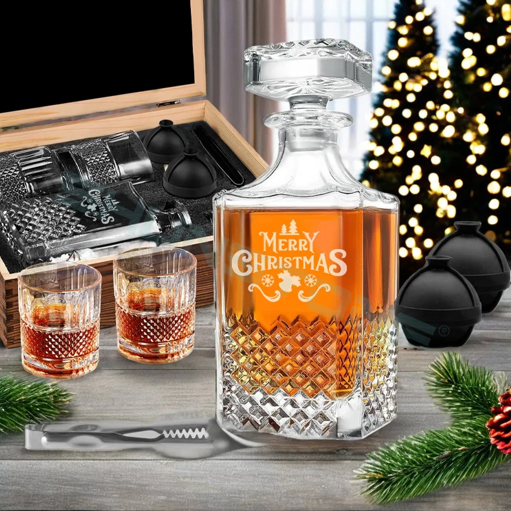 Shunstone Custom Engraved Whiskey Decanter Set Personalized Whiskey Christmas Promotion Barware Gift Set for Whiskey Lover