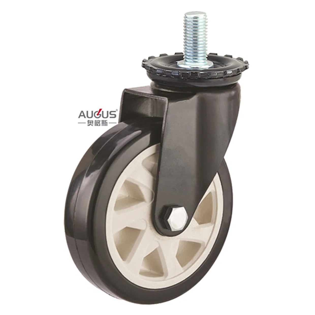 100-150mm Black PU Wheel Screw Trolley Medium Heavy Duty Caster Wheel