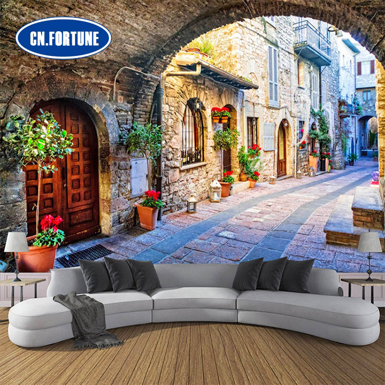 Imported Imitation Linen Type Customizable Printing Wall Paper Fabric for Bedroom Decorate