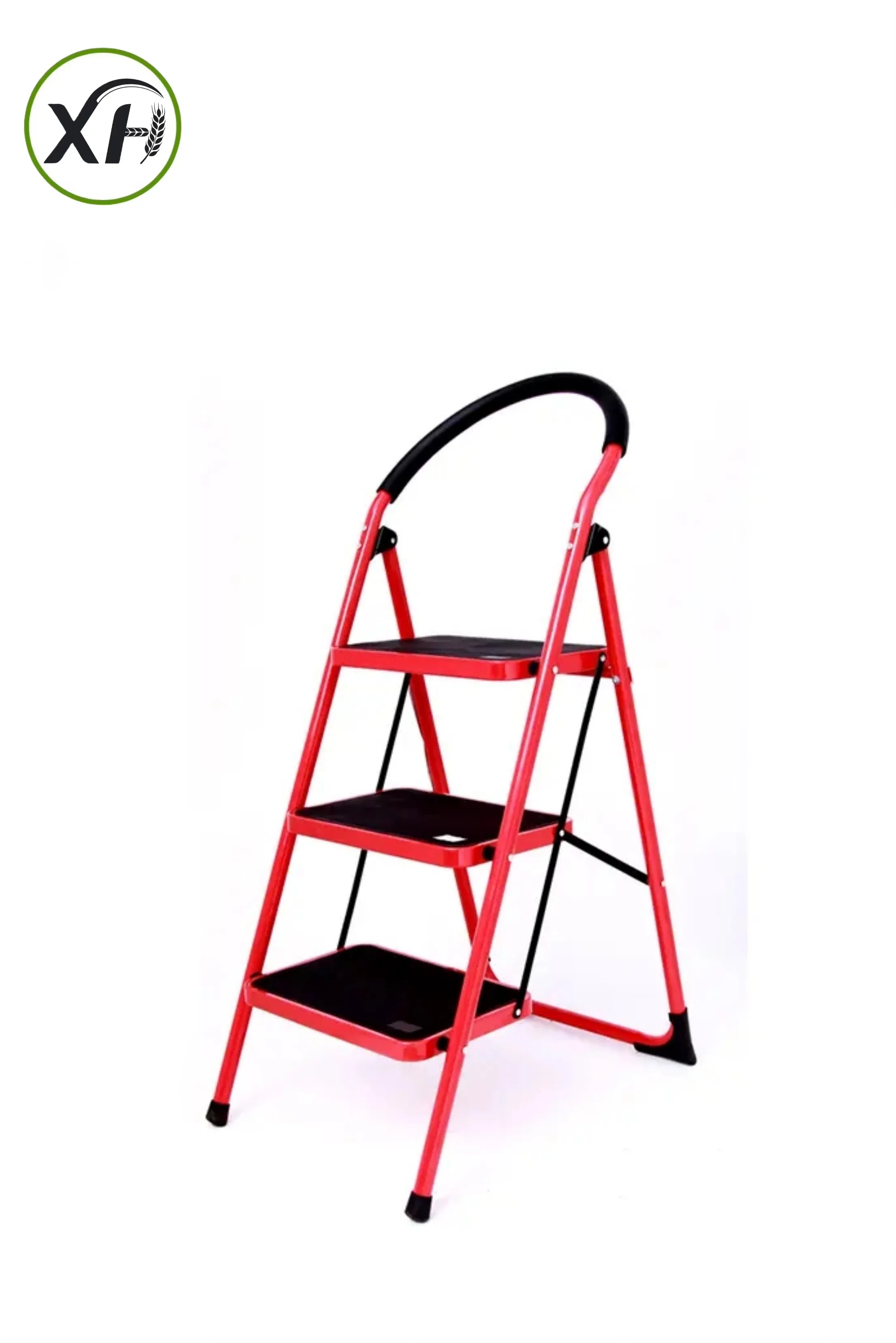 Spray Painting Non-Slip Armrest Ladder Household Iron Folding Ladder (with anti-slip foot pads, pedals and handrails)