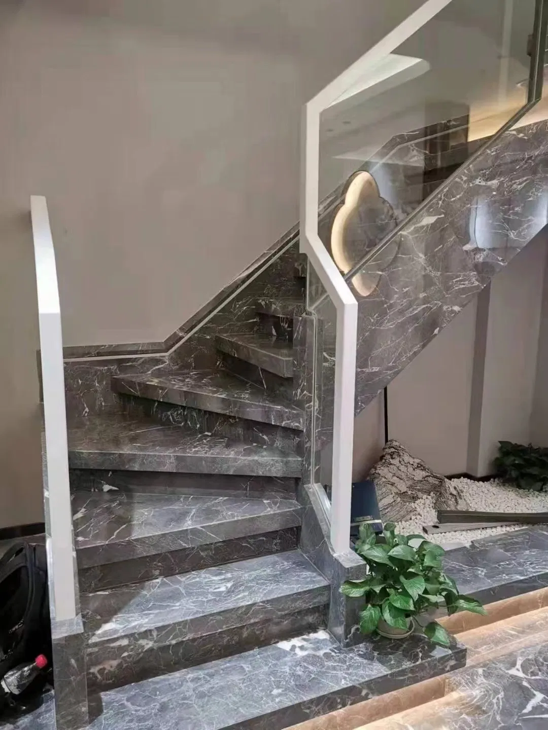 Cream Beige Building Circular/Spiral Marble Floor Stair Tread Staircase