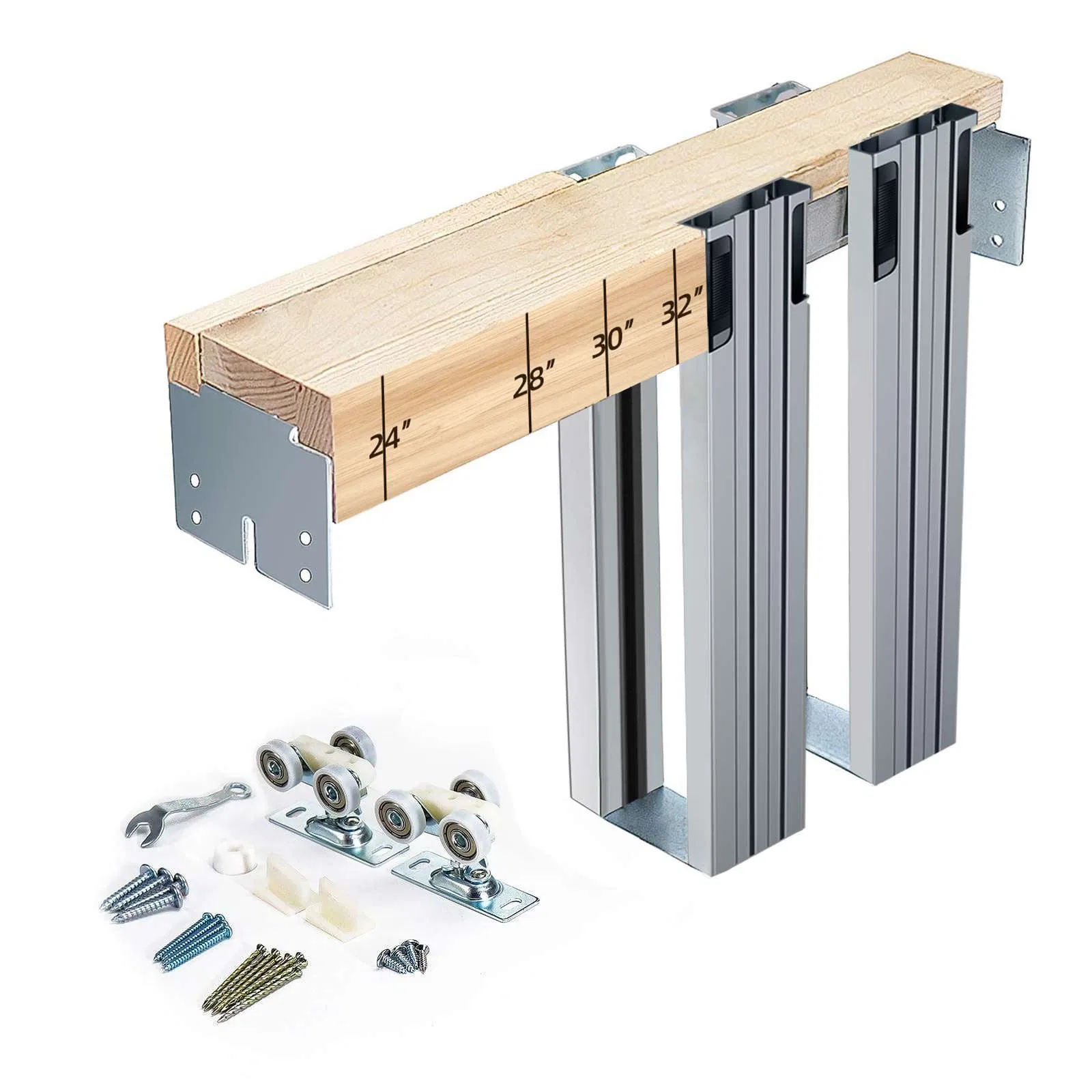 Durable Smooth Operation Easy Installation Quiet Hidden Pocket Door Hardware Kit