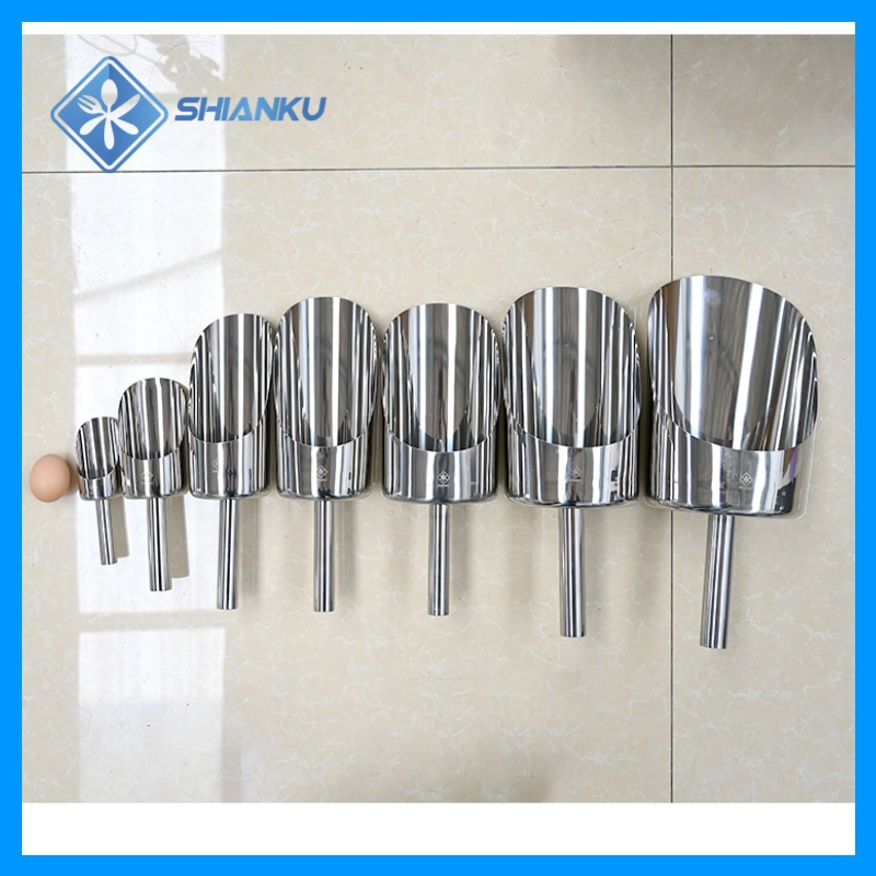Shianku Food Grade Hand Food Scooper Scraper 304 Stainless Steel Ice Shovel