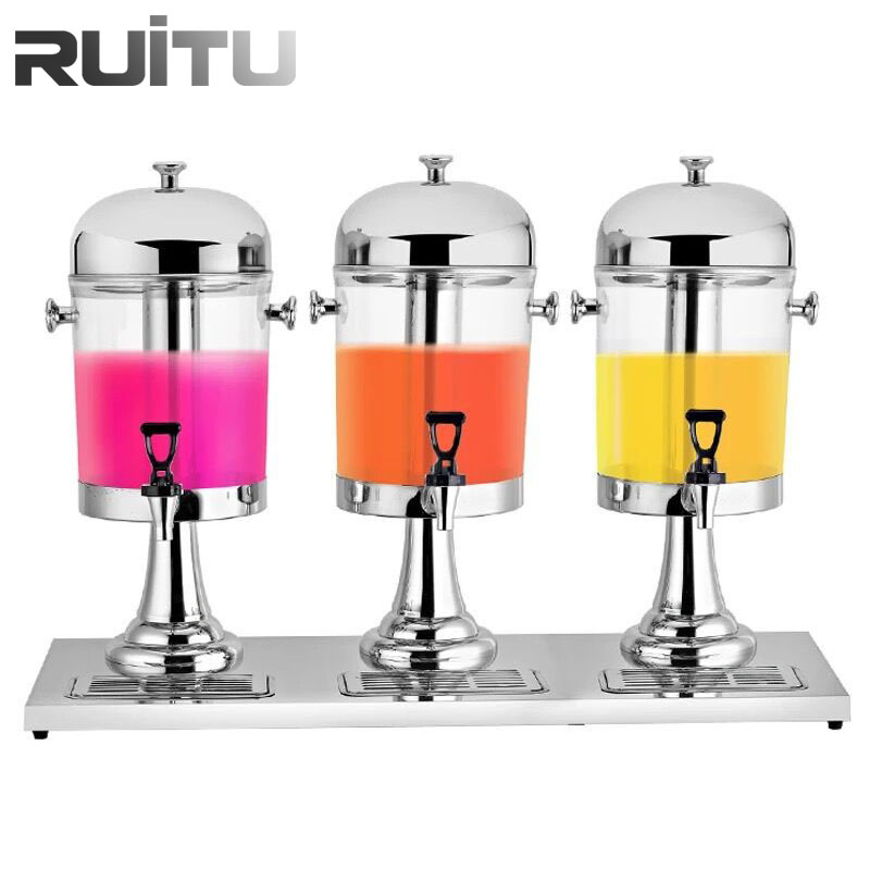 Restaurant Commercial Stainless Steel Stand 3 Compartment Plastic Cool Food Juicer Dispensers Machine with Tap Carbonated Soft Cold Beverages Drink Dispenser