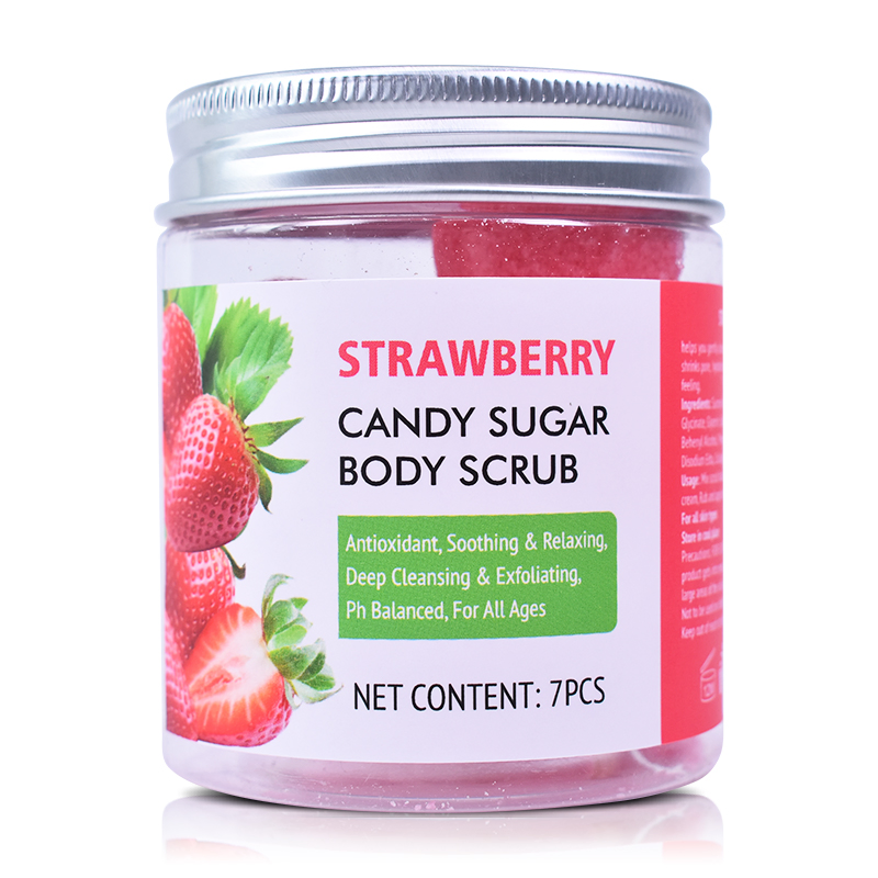 Strawberry Skin Smooth Candy Scrub Balls Exfoliating Cube Sugar Body Scrubs Private Logo