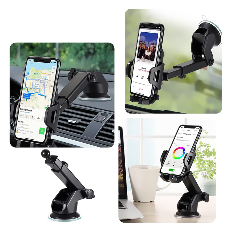 2 in 1 Car Dashboard Air Outlet Bracket Suction Cups Cell Retractable Phone Holder