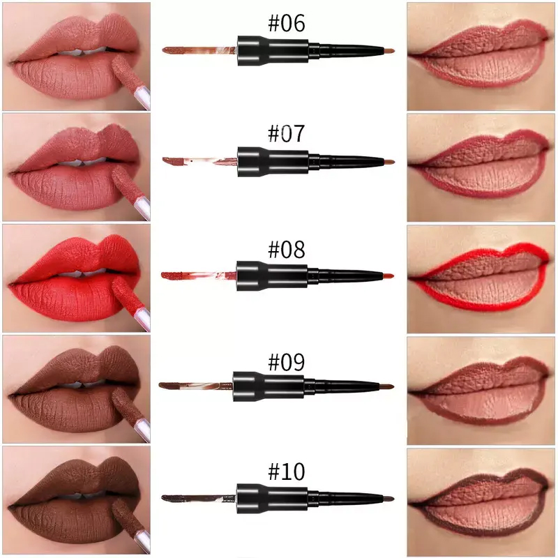 Ditong 2 in 1 Natural Matte Liquid Lipstick Long Lasting Moisturizing Lipliner Lip Gloss
