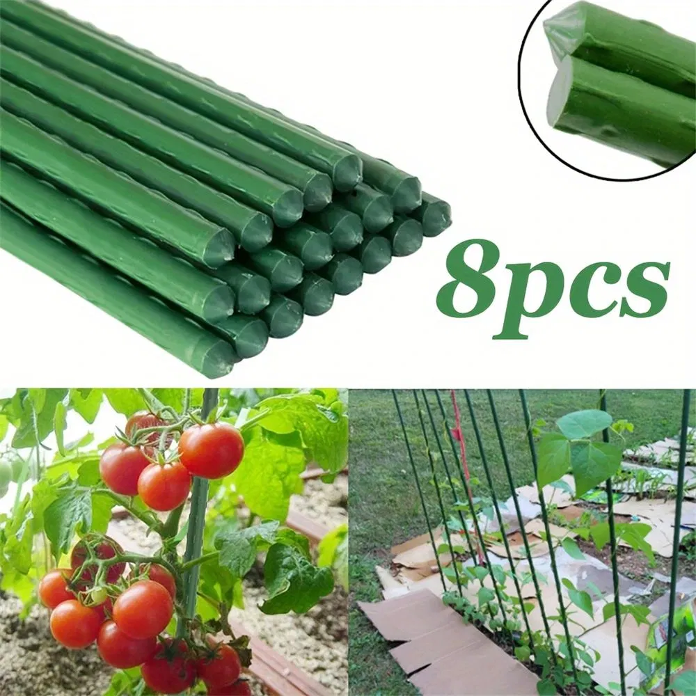 8PCS Garden Stakes Coated Steel Plant Pole for Fixing Trees and Plants, Tomato Sticks Supports for Potted, Yard Plant Support Stakes
