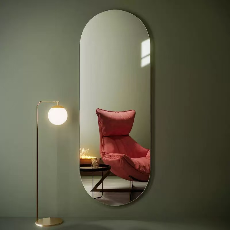 Smart Wall Mounted Dressing Mirror Oval Frameless Bathroom LED Mirror.