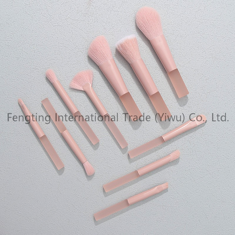 10-Piece Long-Tube Makeup Brush Set Complete Set of Loose Powder Contouring Eye Shadow Makeup Brushes Makeup Novice-Friendly