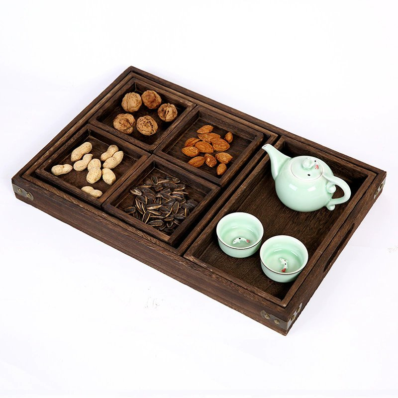 Rectangular Square Household Dinner Plate Hotel Restaurant Bamboo Water Cup Photo Prop Tray Wooden Tea Set Wood Tray