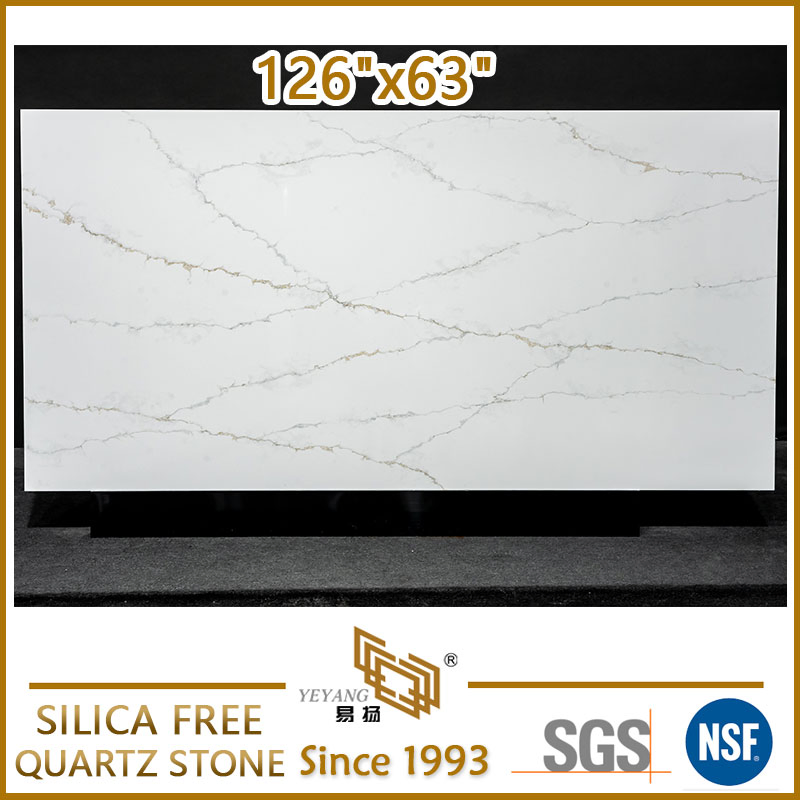 Zero Silica Quartz for Kitchen Island Grey Polished Artificial Stone