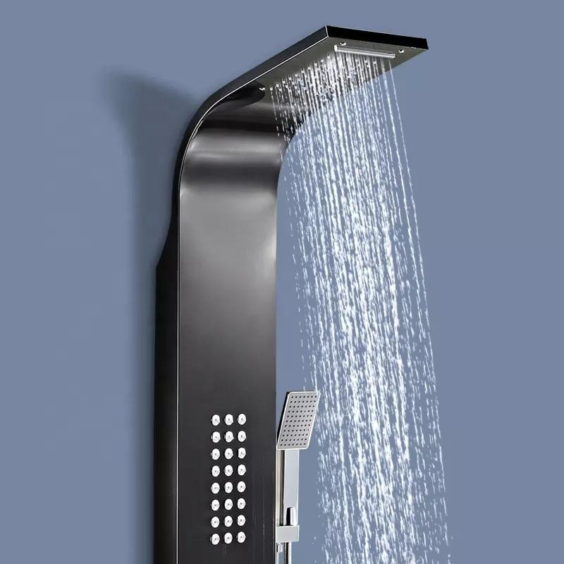 Shower Panel Tower System Stainless Steel Multi-Function Shower Panel with Spout Rainfall Waterfall Massage Jets Tub Spout Hand Shower