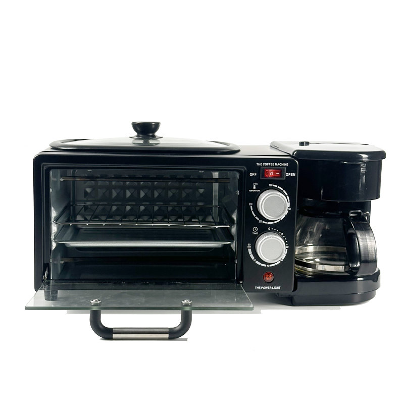 Coffee Maker Toaster Oven 3-in-1 Breakfast Station Maker for Bread Toast Coffee Egg Sandwich Bacon Sausages