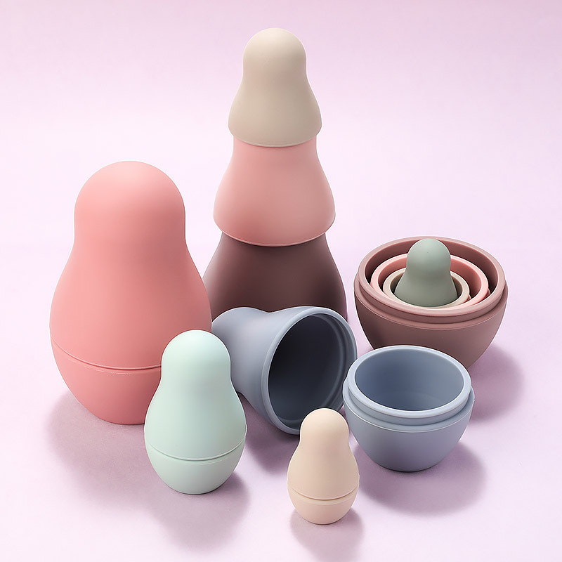100% Food-Grade Nesting Matryoshka Dolls with Silicone Russian Dolls, Adorable Educational Toy