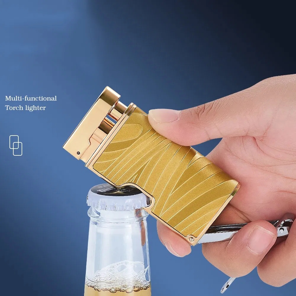 Multi Functional Straight Texture Lighter with Nail Clipper and Bottle Opener