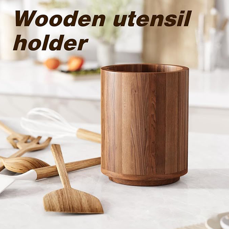 Wooden Cutlery Stand 360 Degree Rotating Kitchen Cutlery Stand Kitchen Utensils Organizer Sideboard Farm Kitchen Workbench Deco