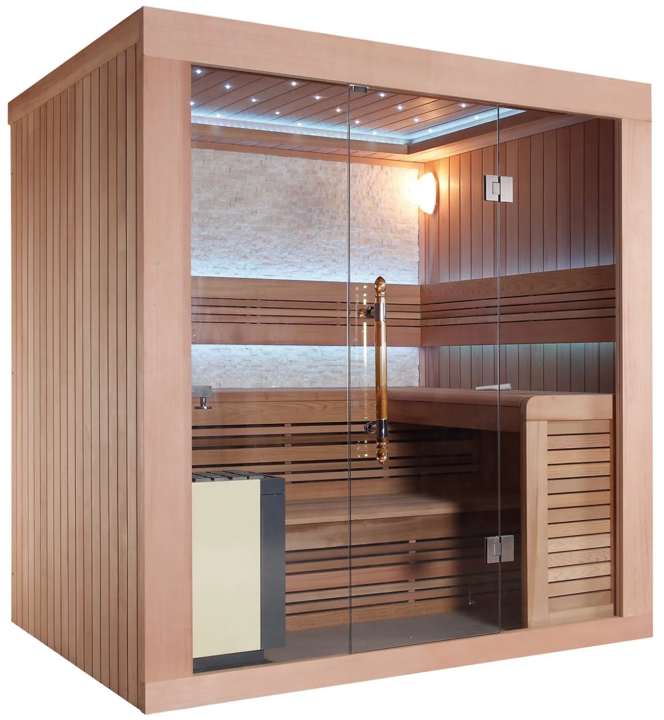 Деревянная сауна на двоих с обогревателем и светодиодной подсветкой
