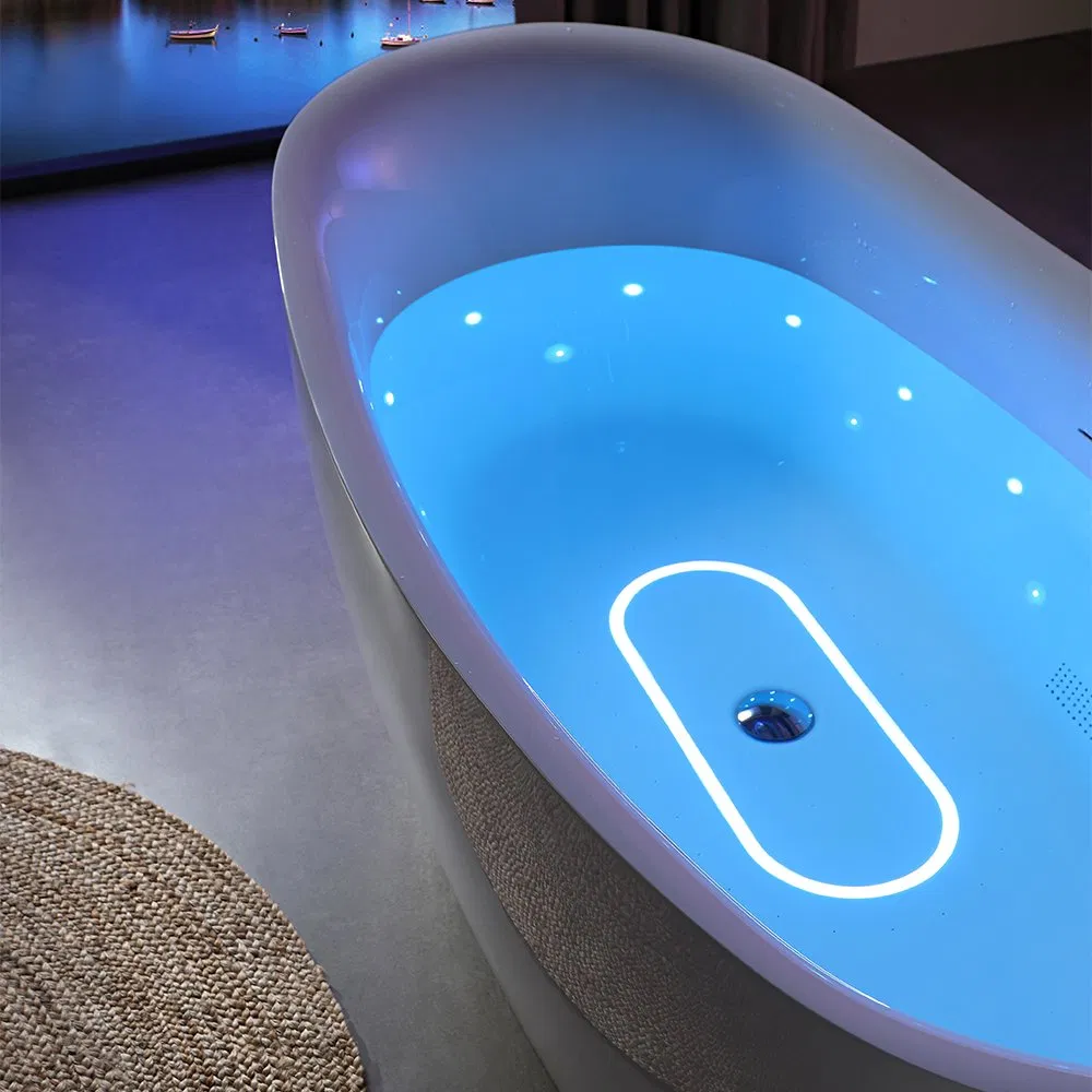 Акриловая ванна с подсветкой, прямоугольная, отдельностоящая