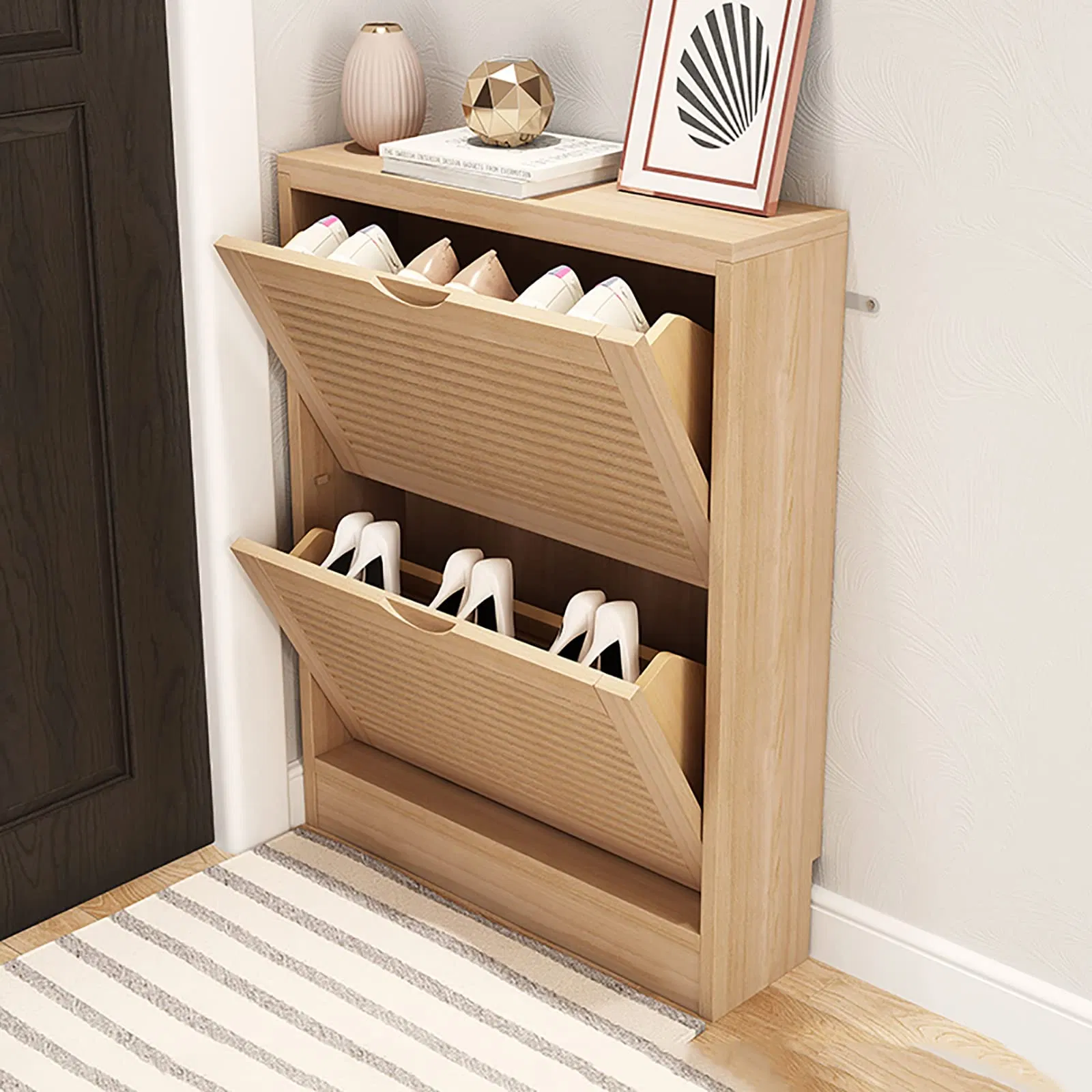 Modern Aluminium Powder Coated Profiles Shoe Cabinet for Entryway - Stylish Storage Solution