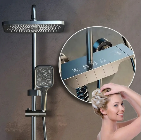 Bathroom Shower Set 4-Piece Piano Keys Bathroom Mixer Faucet with Shower Set
