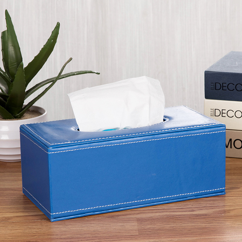 Luxury Design Soft PU Leather Black Napkin Holder Tissue Box